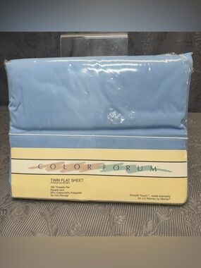 JCPenney Smooth Touch Blue 50/50 TWIN Flat Sheet Vintage